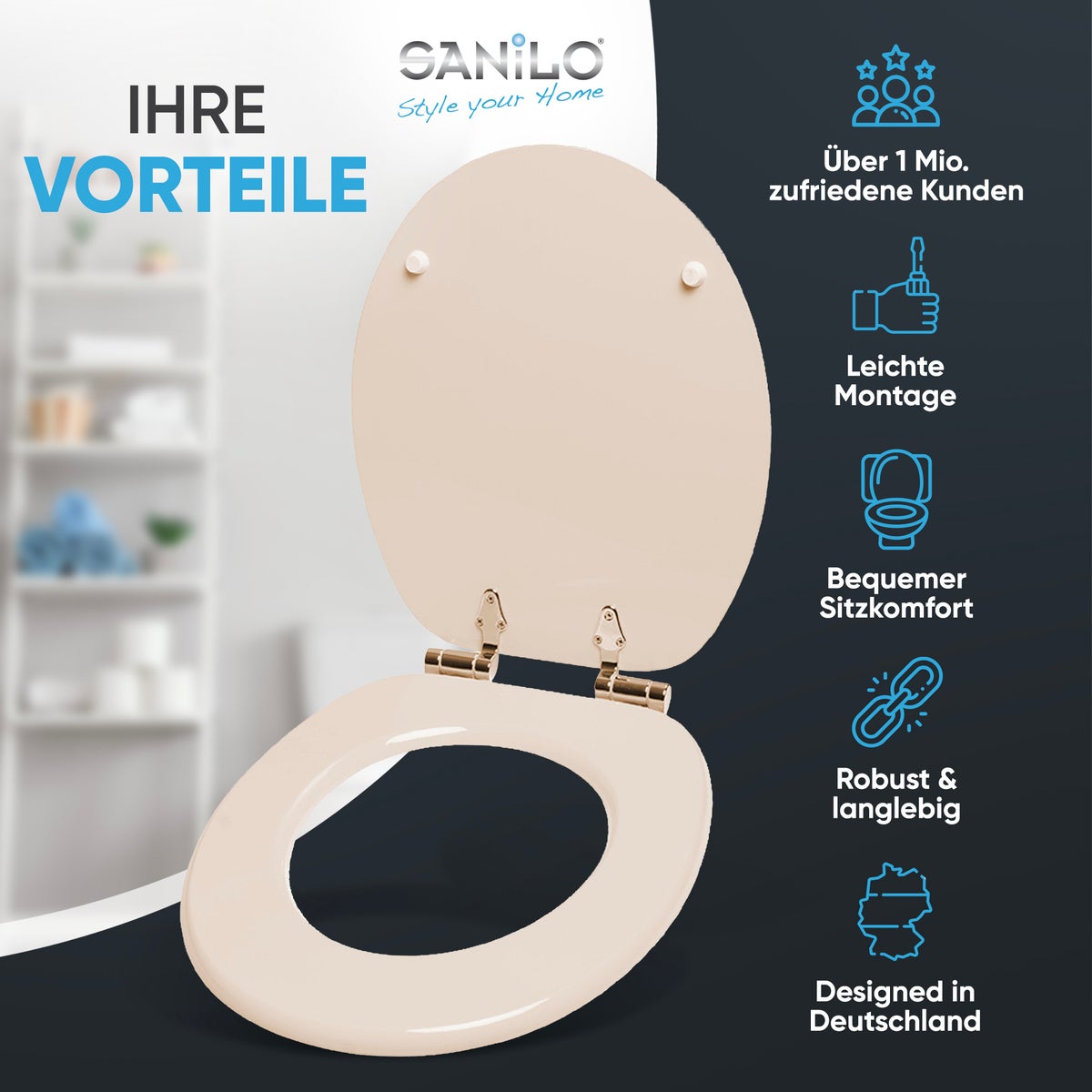 Toiletzitting met softclose-mechanisme, Bahama beige
