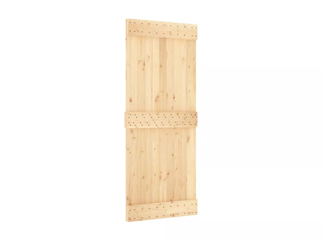Porte coulissante et kit de quincaillerie 85x210 cm pin massif