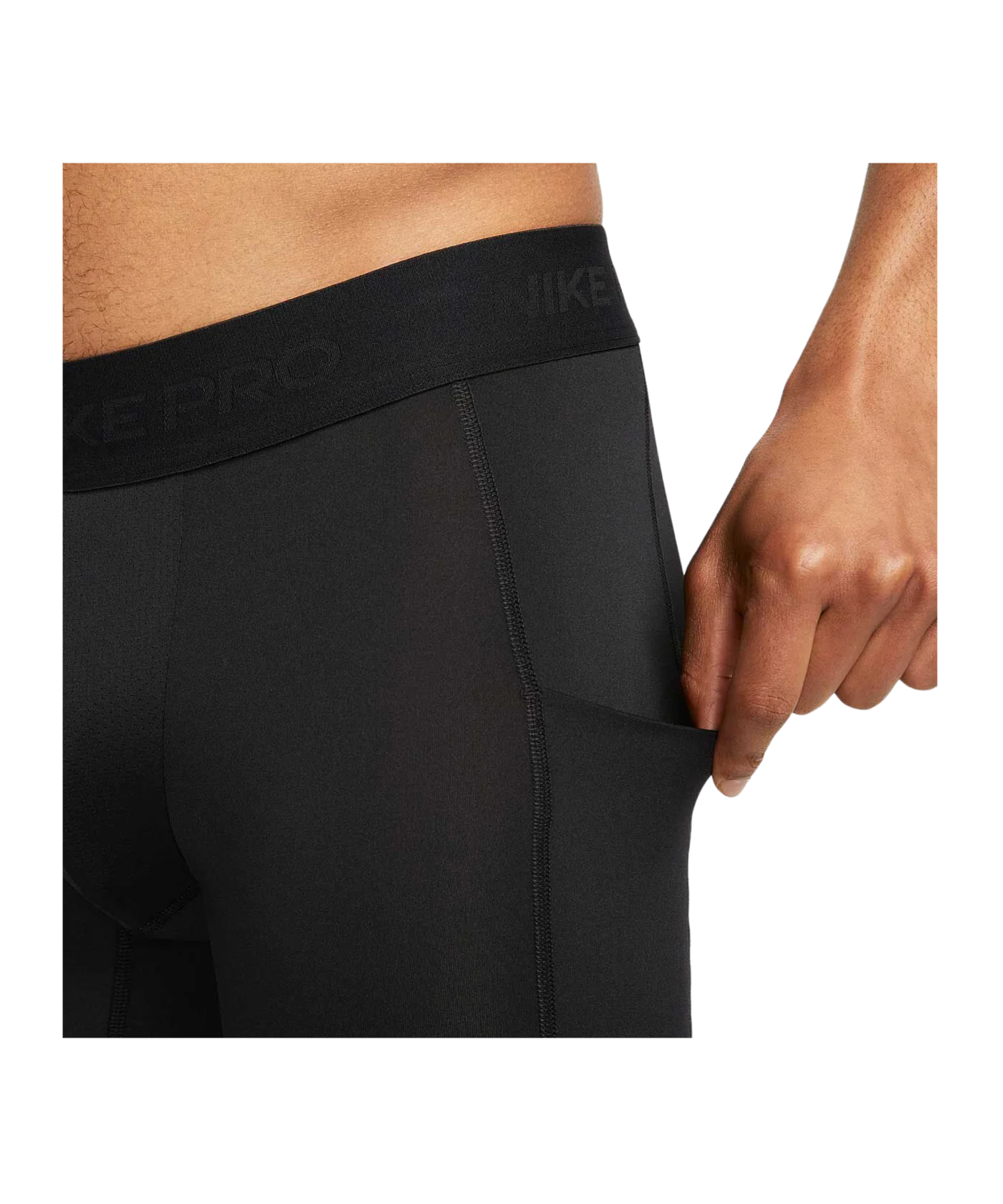 Nike Pro Long Short Schwarz Weiss F010