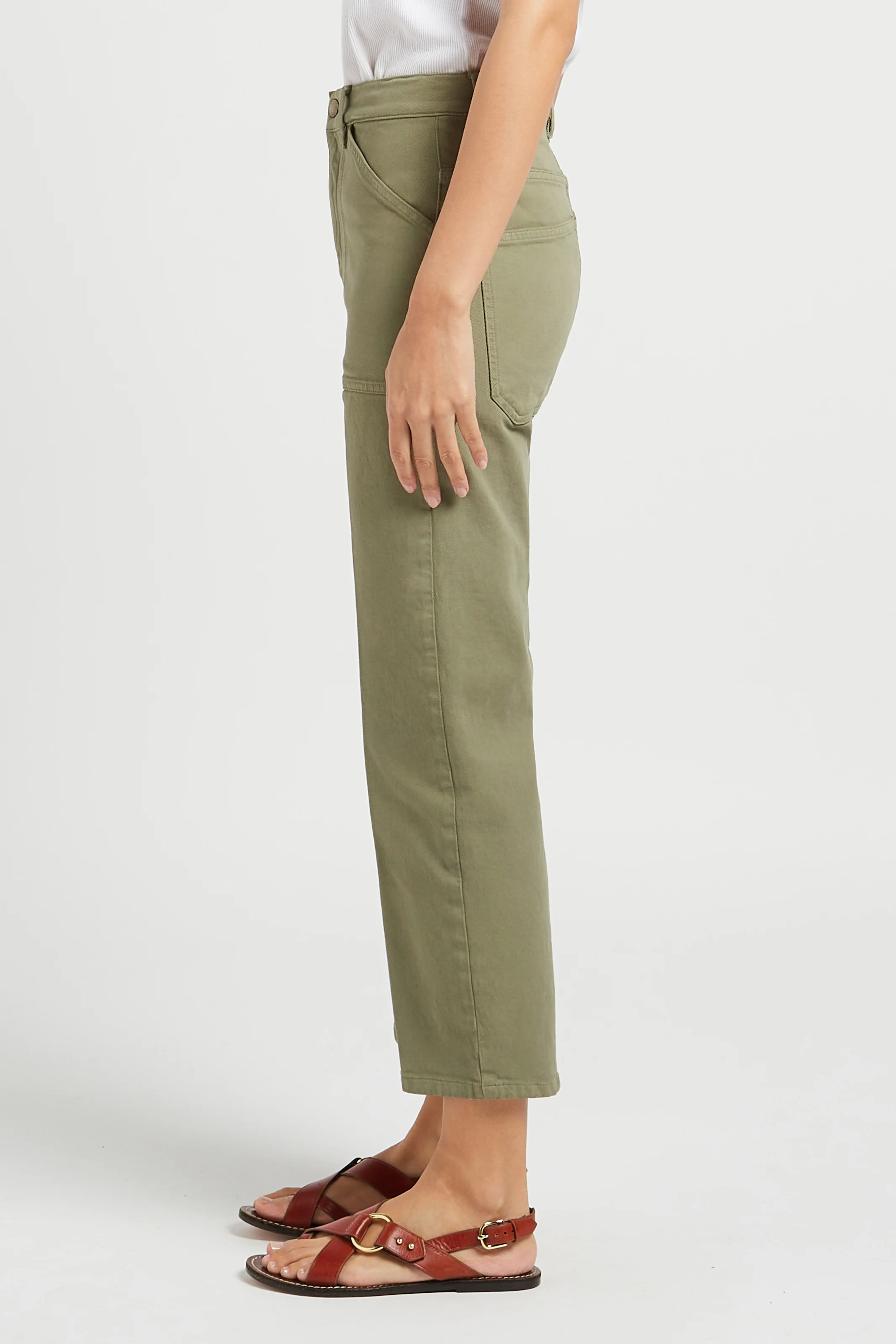 EDDY - Jean cropped en coton stretch| Kaki