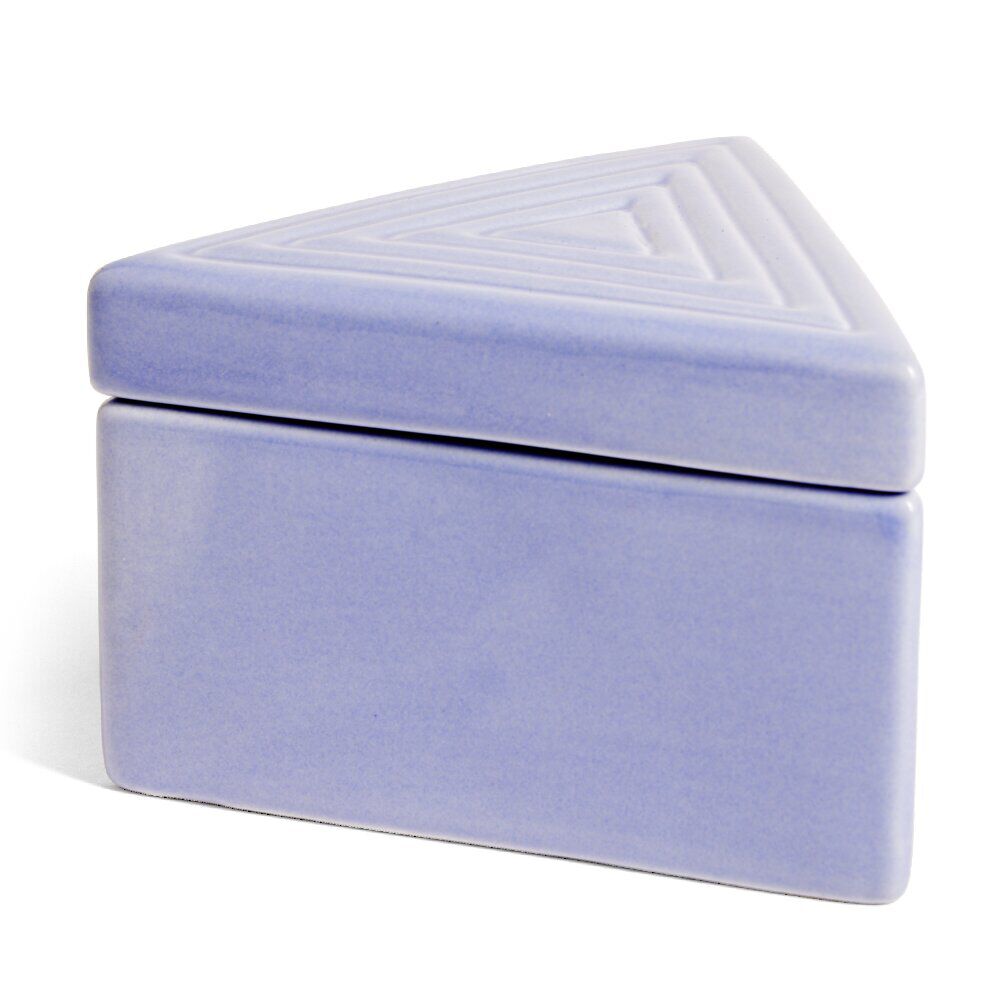 Boîte triangle céramique bleu 12x10,5xH8cm
