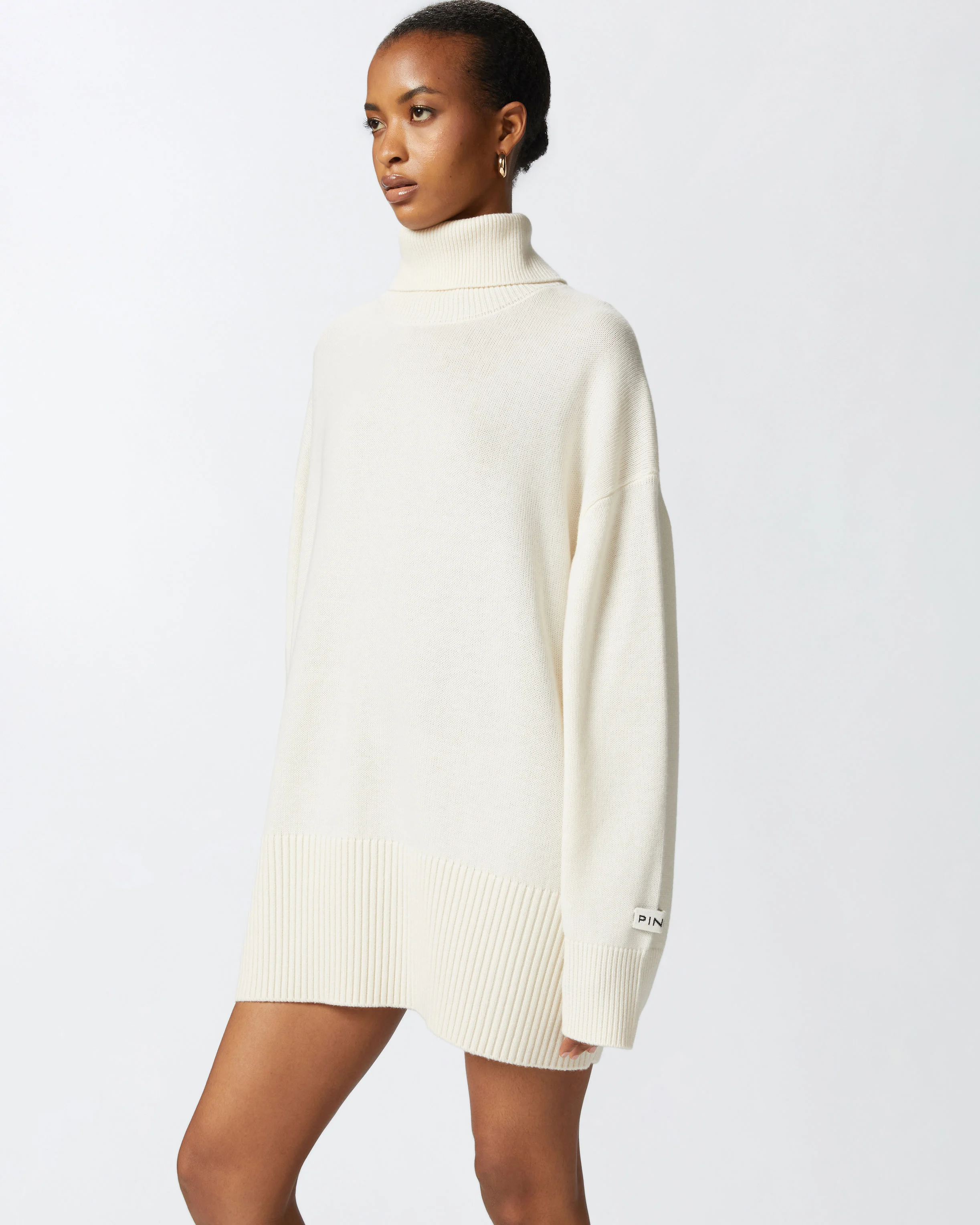 Robe courte avec col montant | Blanc
