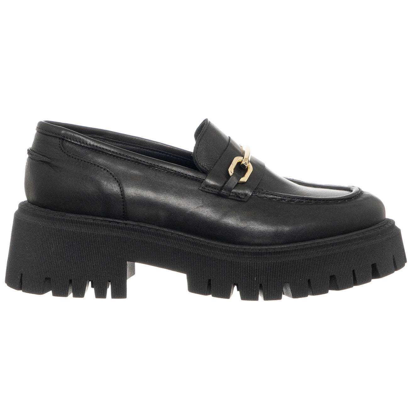 Loretta Pettinari Mocassins en Cuir Barbara noirs - Talon 5 cm