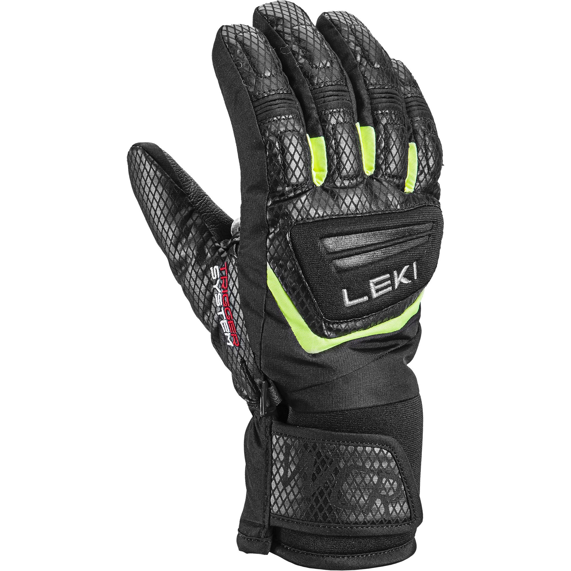 LEKI WCR Team 3D Junior Skihandschuhe Kinder black ice lemon