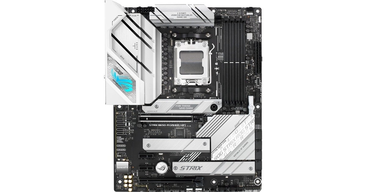 ASUSROG STRIX B650-A GAMING WiFi socket AM5 moederbord  (Zilver, RAID, 2.5 Gb-LAN, Wi-Fi 6E, BT, Sound, ATX)