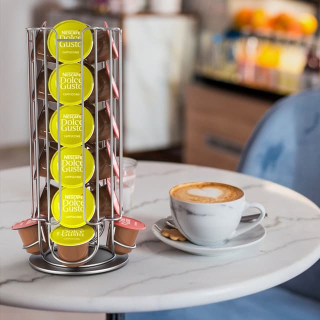 Kaffekapselholder til 32 metalkapsler i kromlook