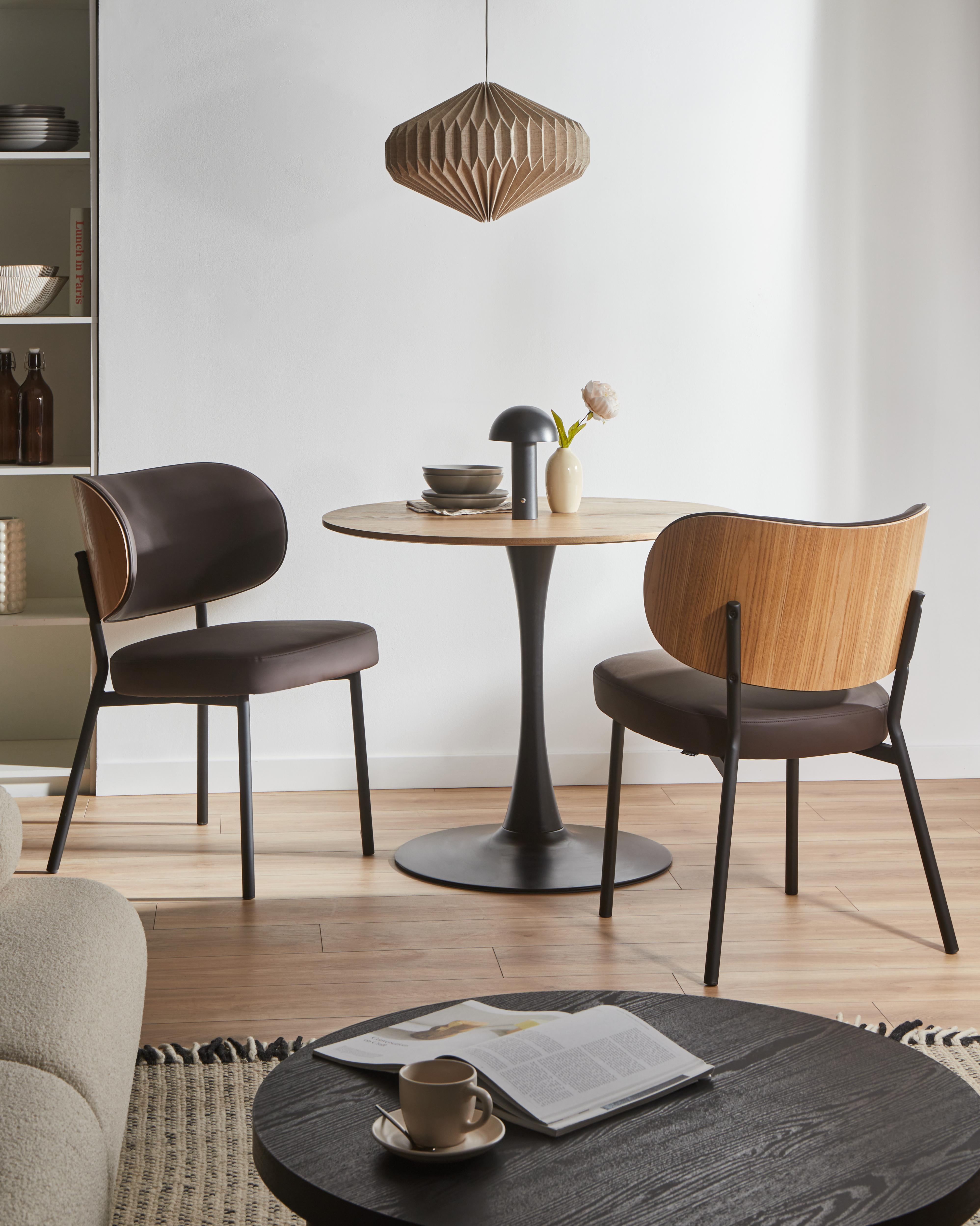Set van 2 eetkamerstoelen WONDER Kunstleer Donkerbruin