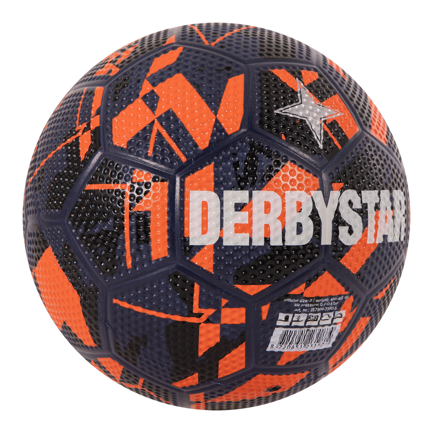 Derbystar Straatvoetbal Maat 5 Donkerblauw Oranje Zilver