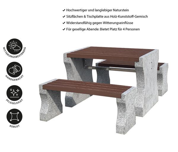 Dehner Granit-Gartenmöbelset, ca. B120 cm