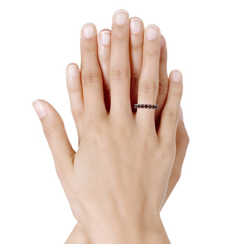 Bague Argent Rhodié Alliance Grenat
