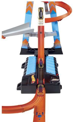 Hot Wheels - Sky Crash Tower - Speelgoed Racebaan - Oranje - 61 Cm Hoog Met Gemotoriseerde Booster
