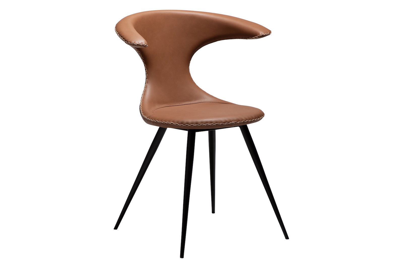 Flair spisestol PU Cognac Faux og sorte runde ben.