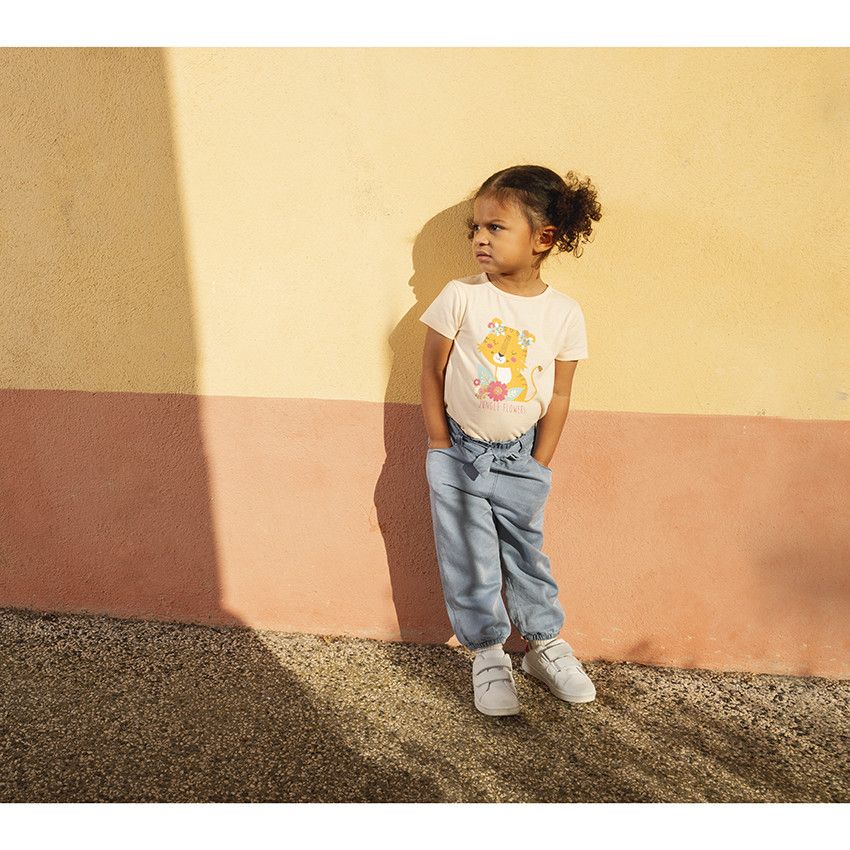 Pantalon avec ceinture motif noeud pour bébé fille - Bleu