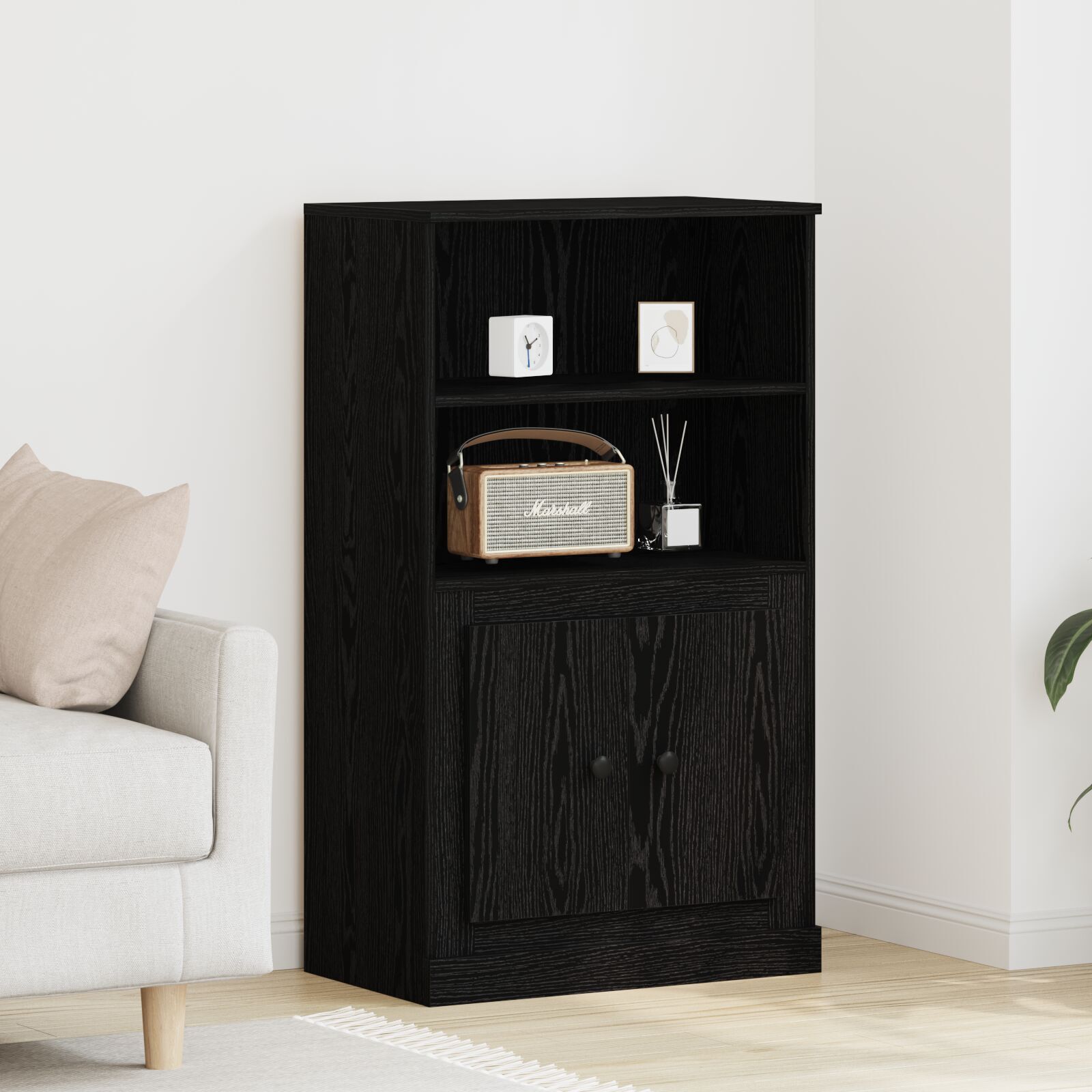 vidaXL Hoge buffettafel zwart eiken 60 x 35,5 x 103,5 cm