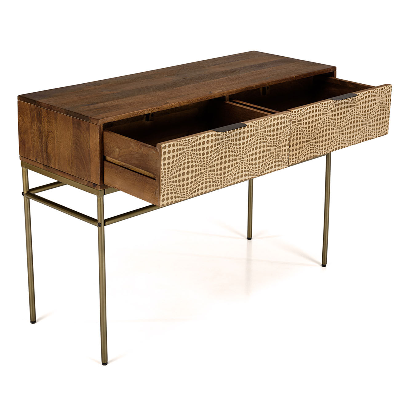Macabane Console en bois de manguier 2 tiroirs Alix marron - 116x34x47 cm