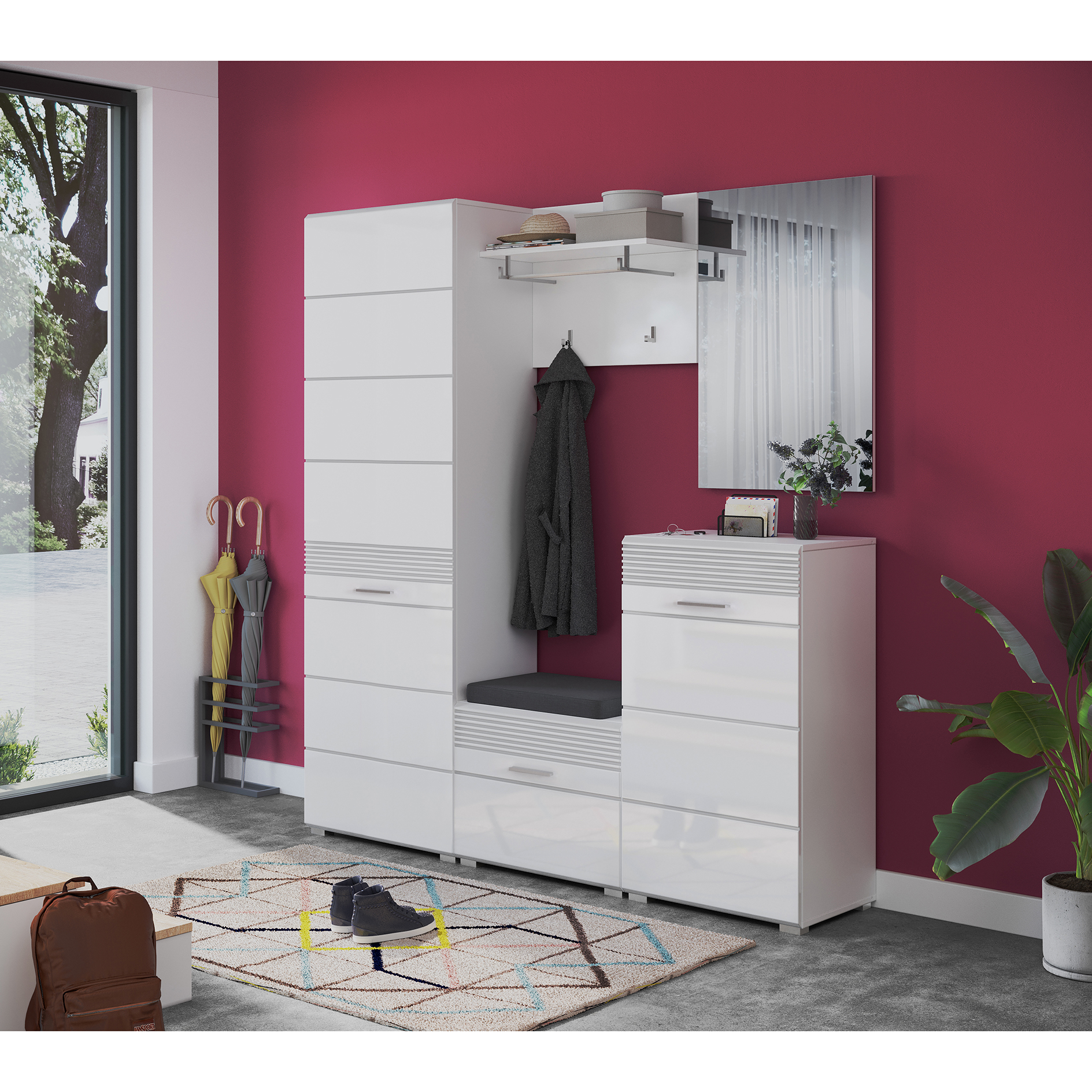 Sitzbank LINUS - weiß Hochglanz - 60 cm