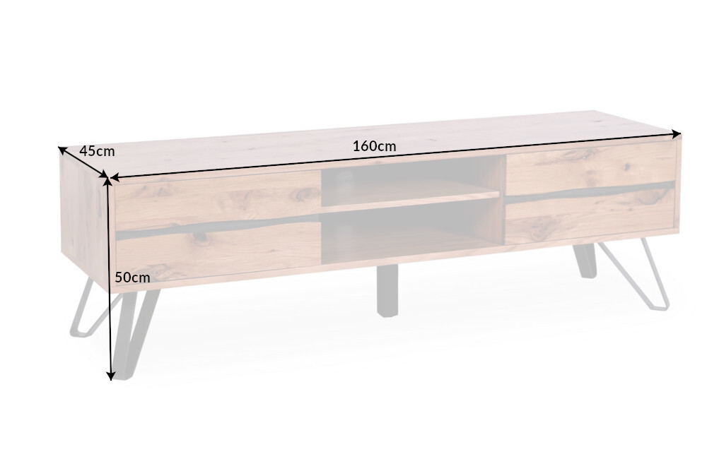 Massives TV-Board LIVING EDGE 160cm Wildeiche geölt Baumkanten Lowboard