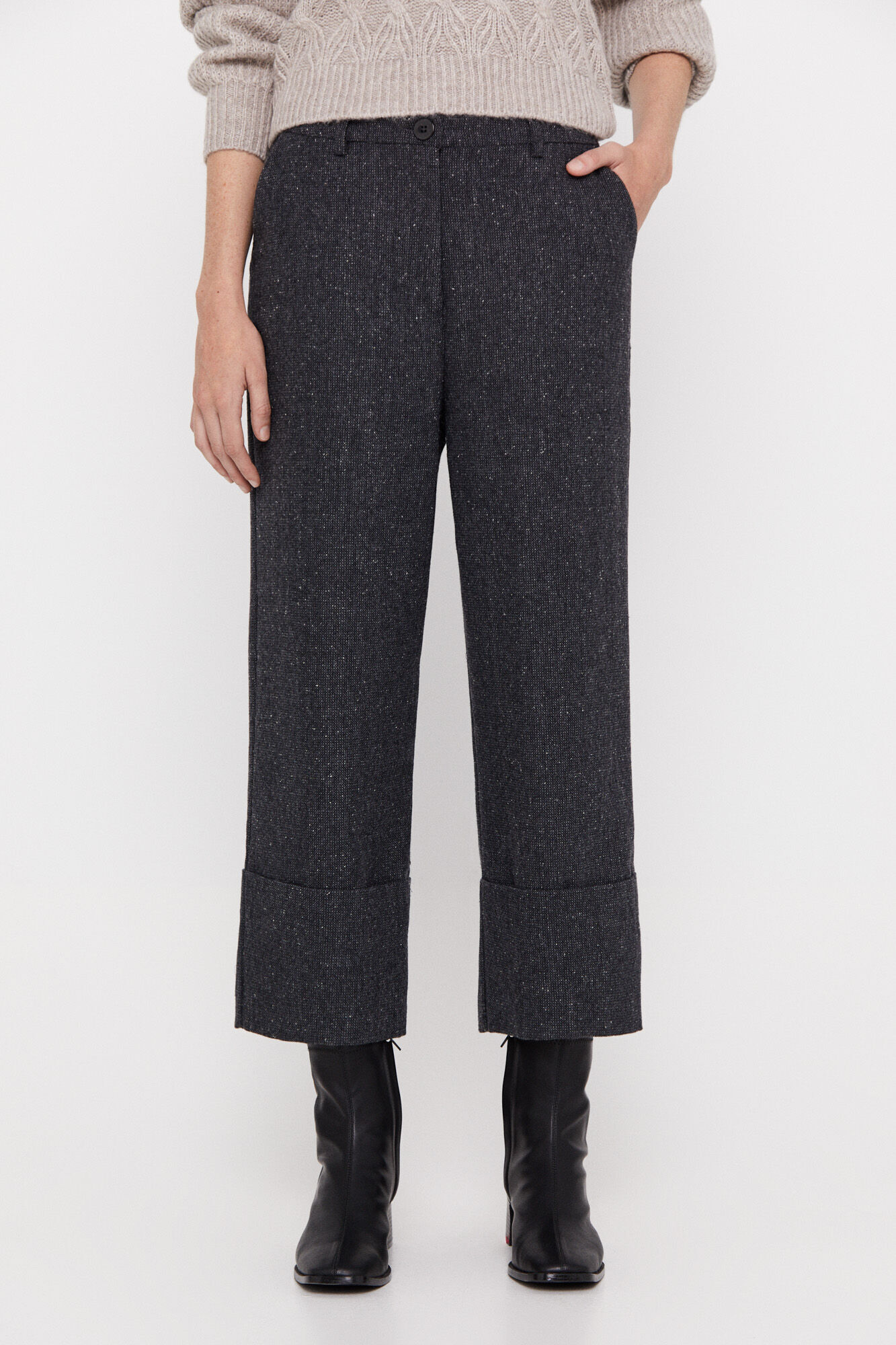 Calça cropped - Cinza