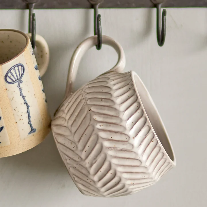 Bloomingville - Maian Tasse, weiss gestreift