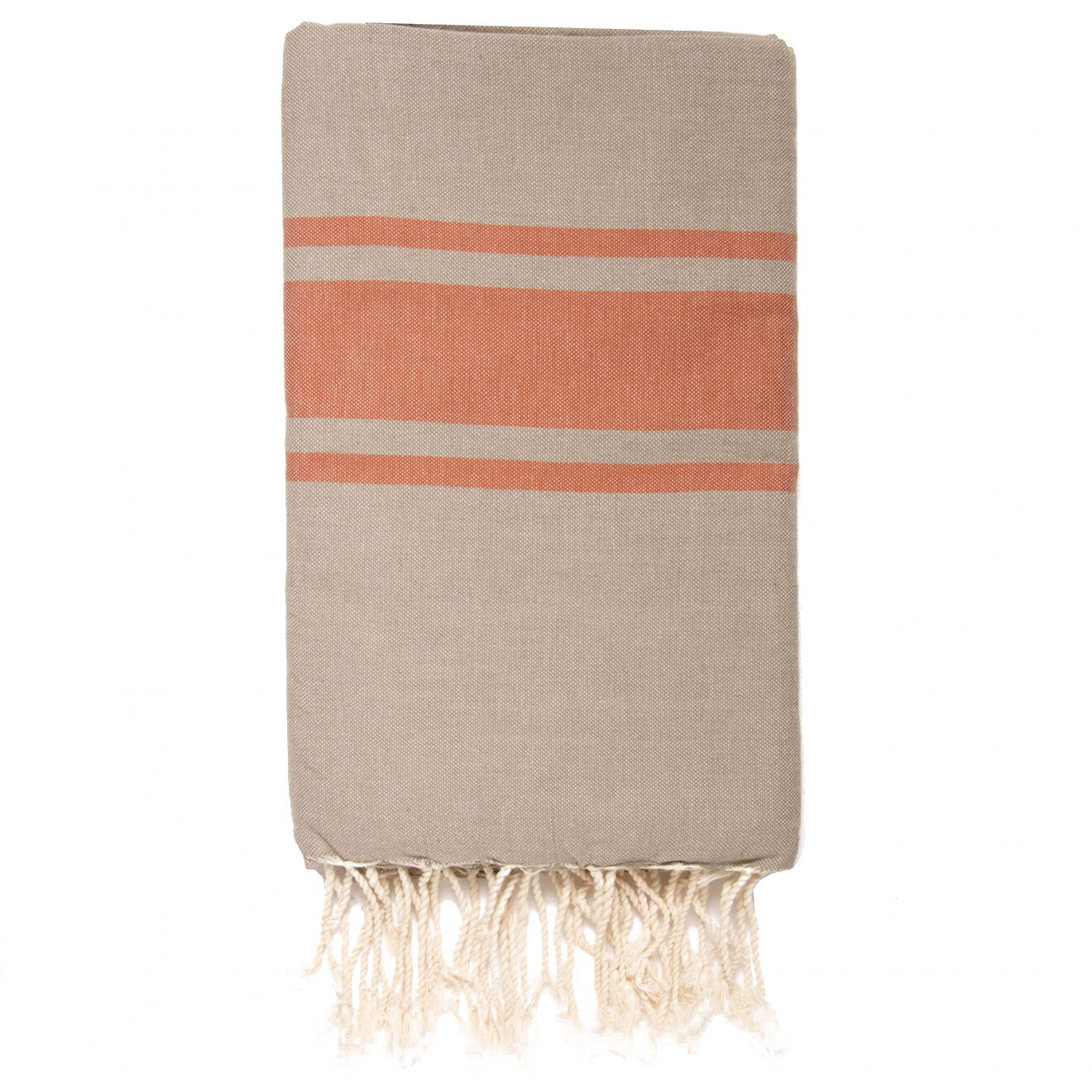 Febronie Fouta Traditionelle St Tropez taupe clair/terracotta - 100x200 cm