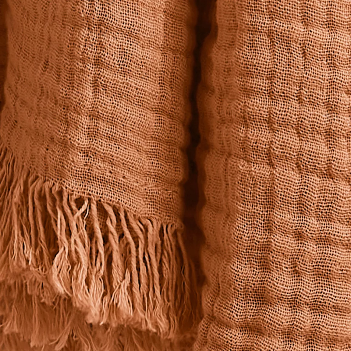 Plaid gaze de coton (130 x 160 cm) Gaïa Abricot