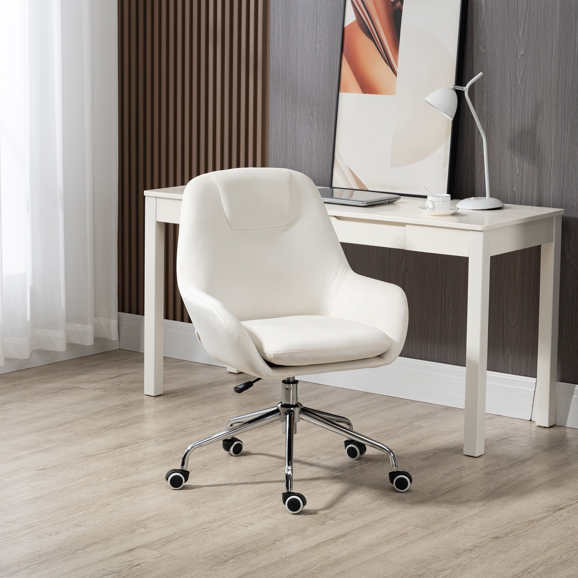 Vinsetto Bürostuhl mit Rollen weiß 65L x 66B x 97H cm