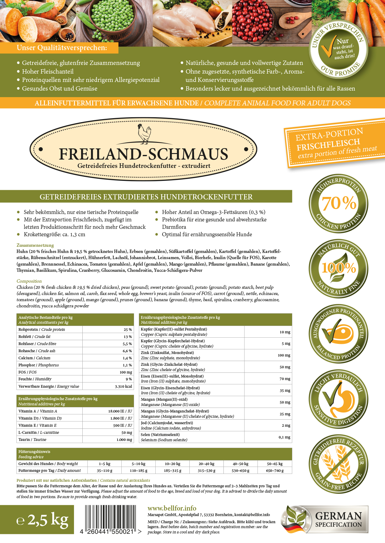 Croquettes avec poulet - festin en plein air - freiland-schmaus - 2,5 kg