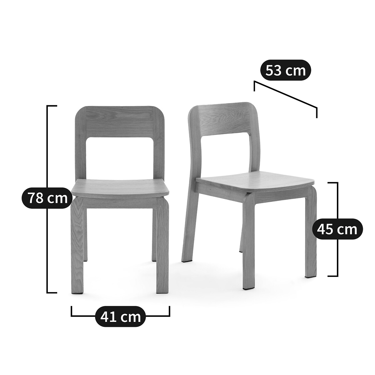 LA REDOUTE INTERIEURS<br>Conjunto de 2 cadeiras de bétula maciça tingida, Talet