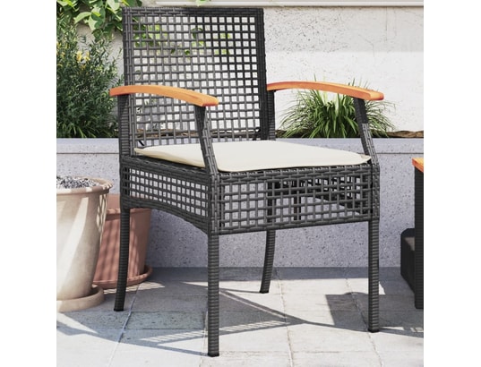 VIDAXL - Chaises de jardin coussins lot de 2 noir résine tressée acac...