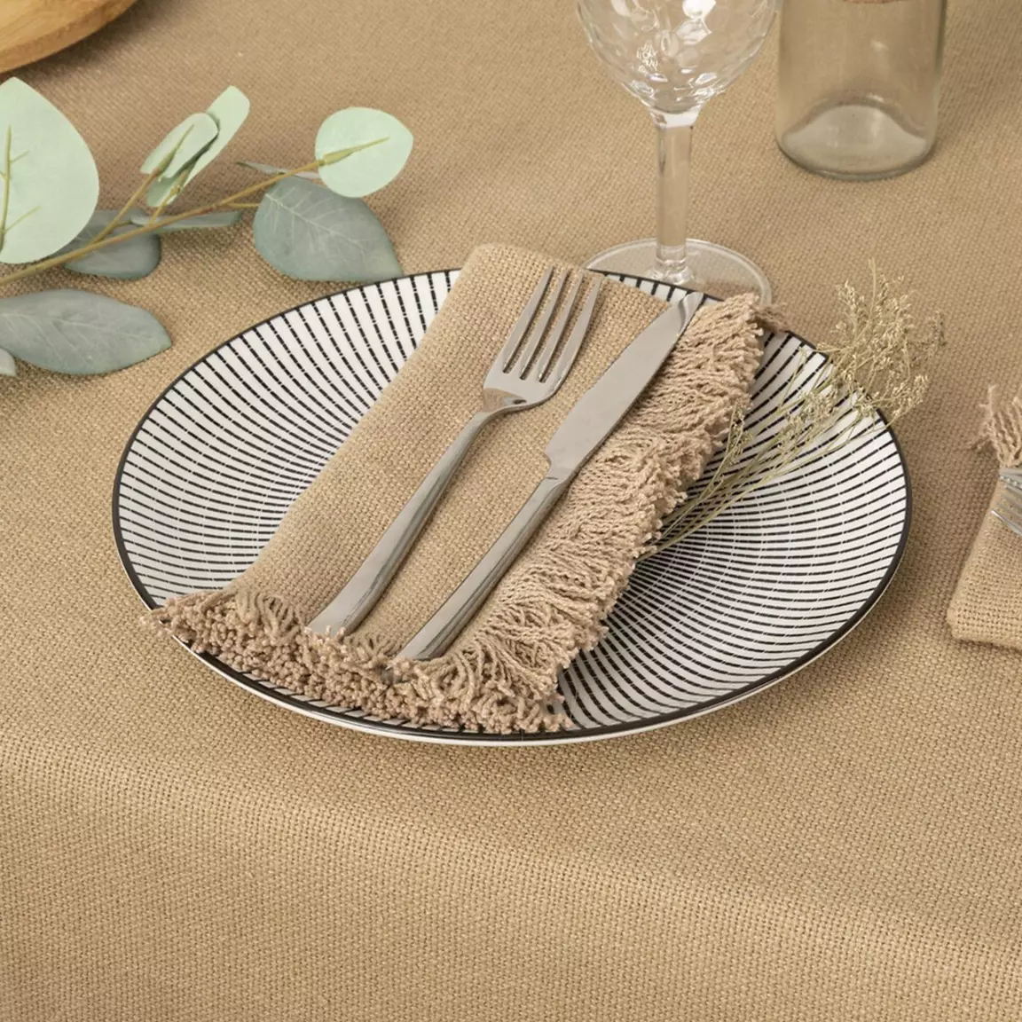Lot de 2 serviettes coton (40 x 40 cm) Maha Beige