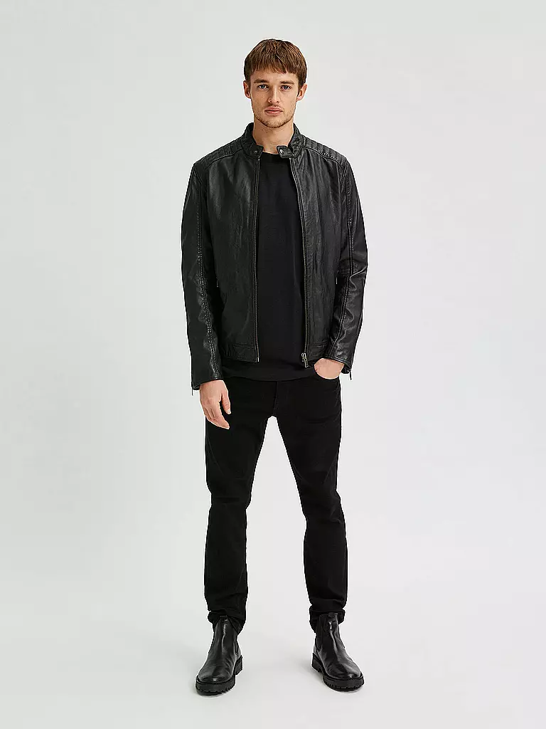 SELECTED Lederjacke SLHICONIC  schwarz