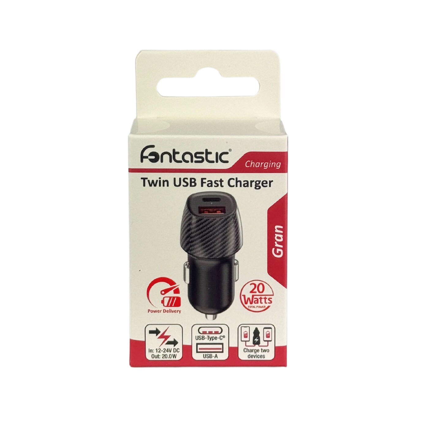 Fontastic Kfz-Ladeadapter „Gran“ Fast Charge + Typ-C PD 20W