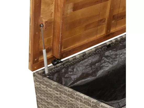 Boîte de rangement de jardin gris résine tressée bois d'acacia