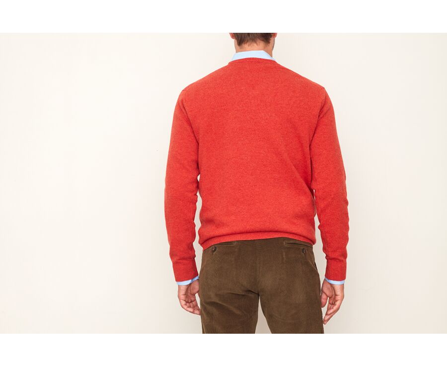 Pull homme laine col V Feu chiné - ELIAN