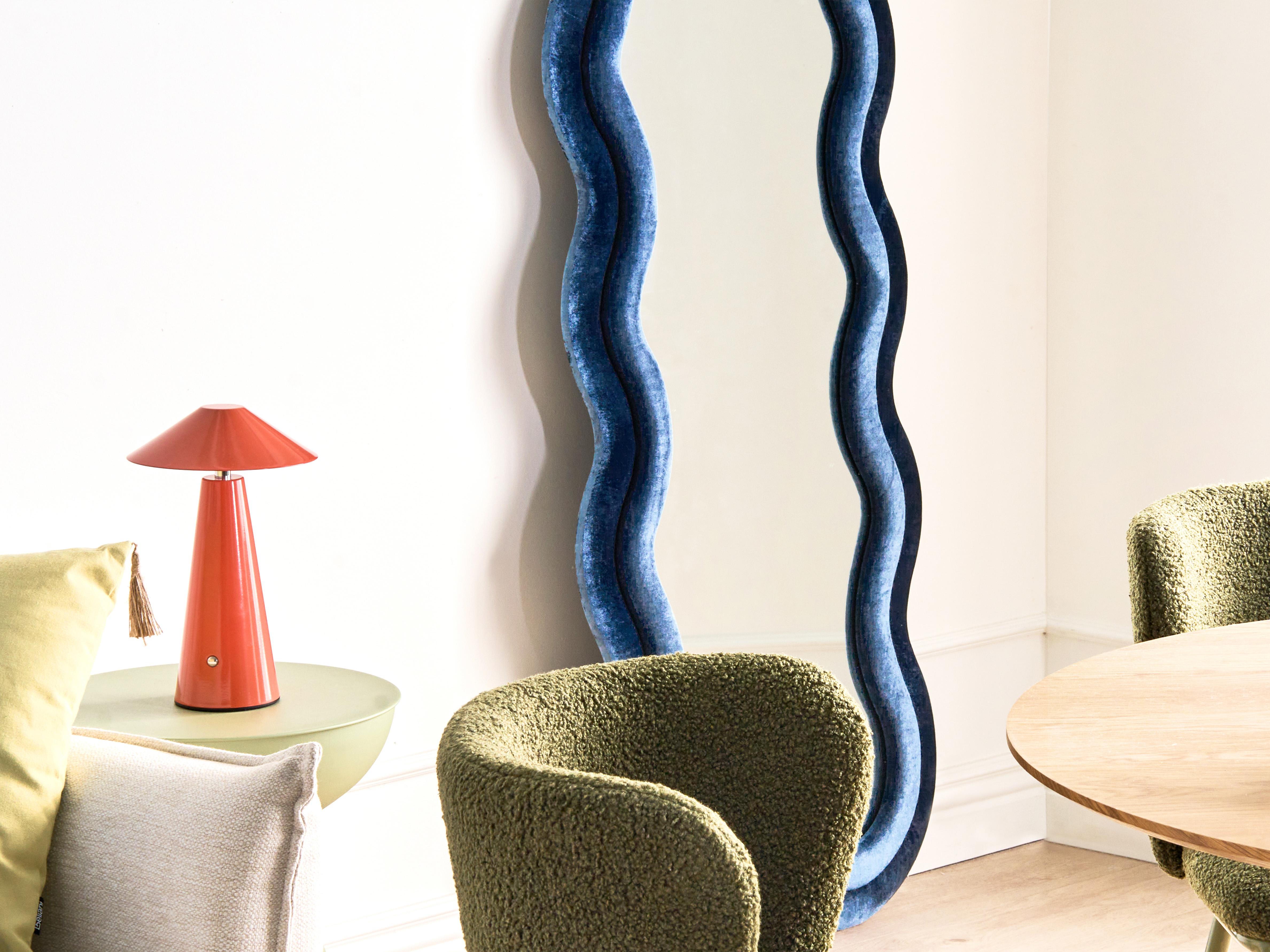 Wandspiegel LACS 57 cm 160 cm Fluweel Blauw