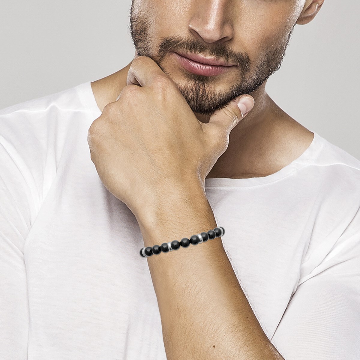 Bracelet Brillaxis Homme Perles Noires