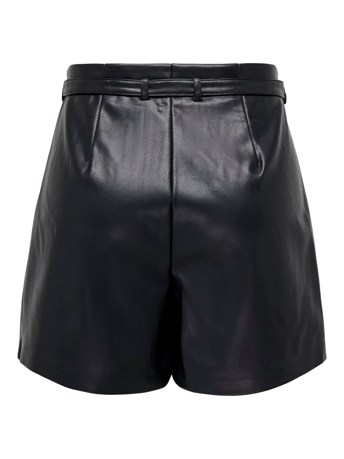 ONLHEIDI Mittlere Taille Normal geschnitten Shorts in Lederoptik Black