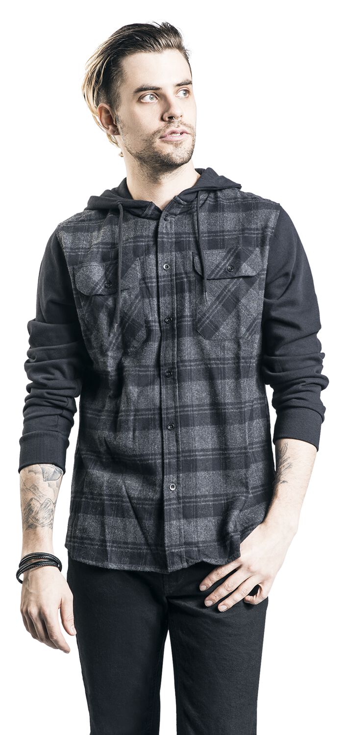 Veste À Carreaux Bi-Matière À Capuche | RED by EMP Chemise en flanelle