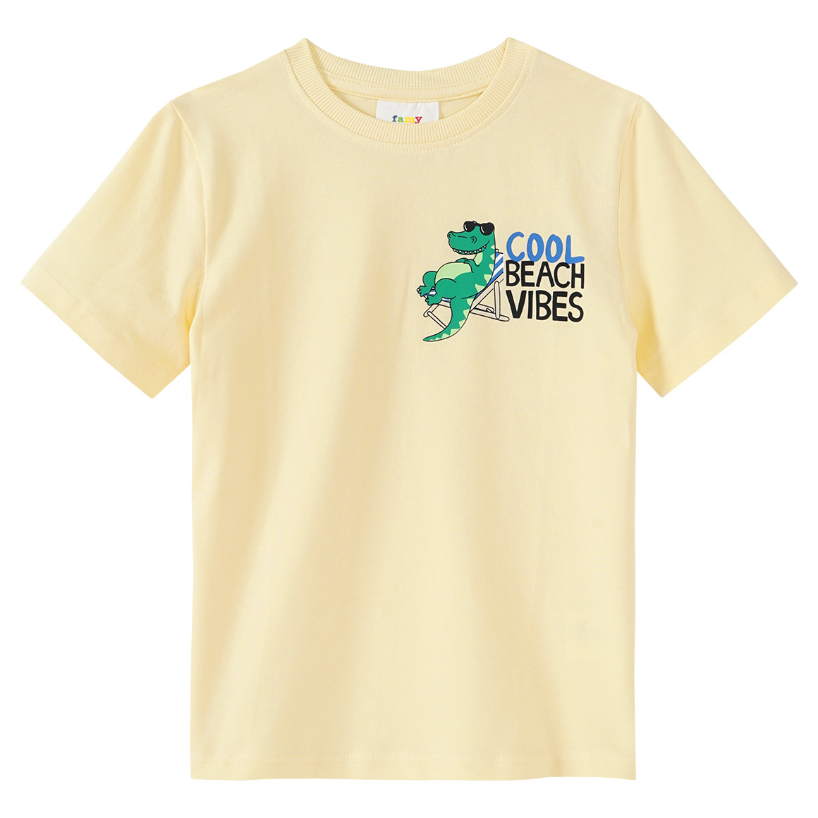 Famy 3 Jungen T-Shirts in verschiedenen Dessins hellblau / hellgelb / blau