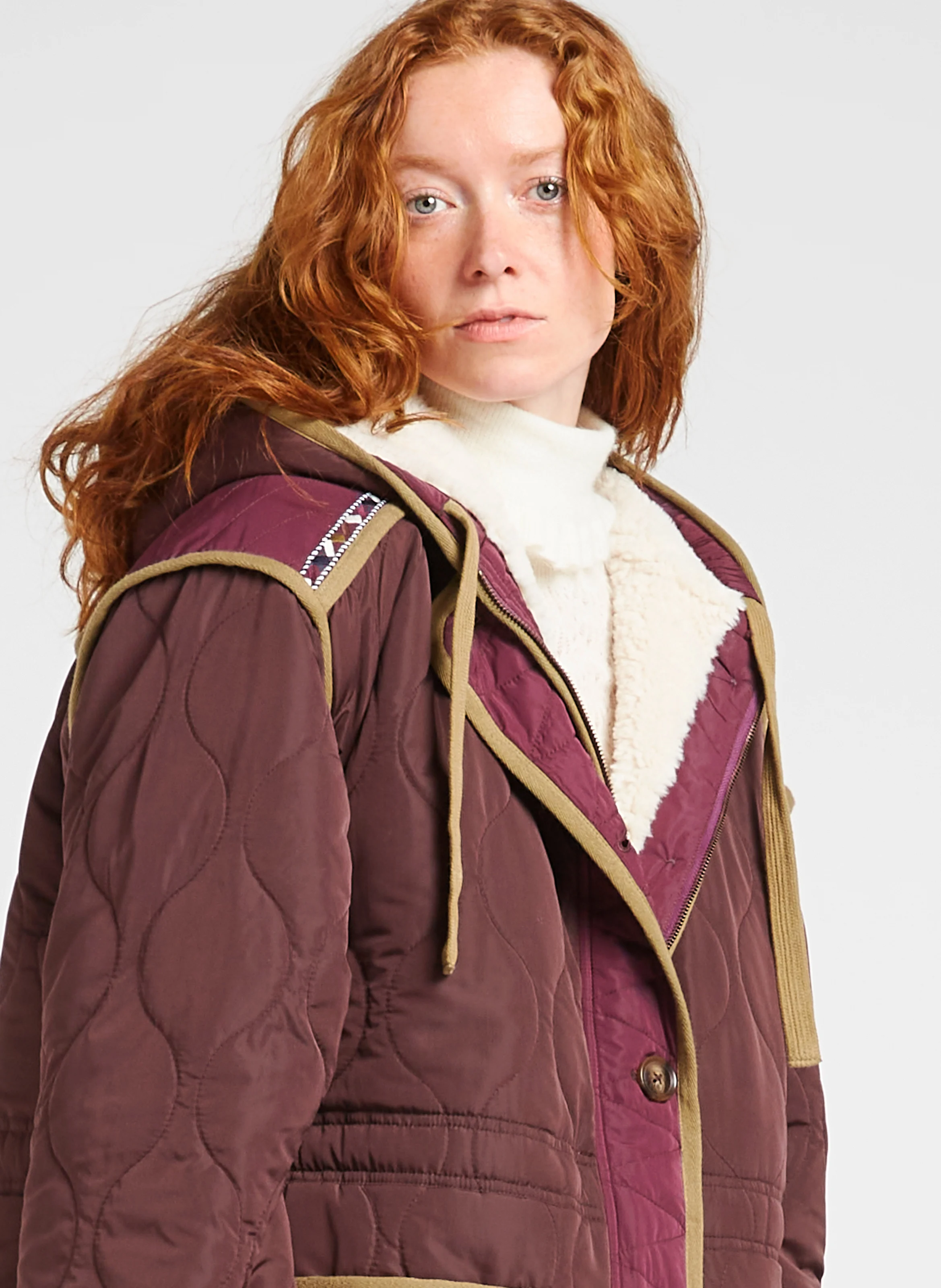 ALINA - Manteau matelassé à capuche| Violet