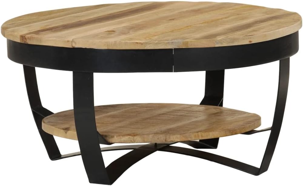 vidaXL Mangoholz Massiv Couchtisch Raues Beistelltisch Wohnzimmer Sofatisch