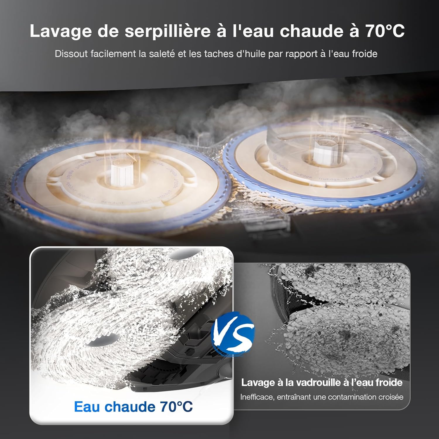 ECOVACS T30S Combo Complete Robot Aspirateur Laveur avec Station Tout-en-Un, Brosse ZeroTangle, Aspiration 11000 Pa, Auto-Levage et Nettoyage de Serpillière à 70℃, Nettoyage Adaptatif des Bords, Noir