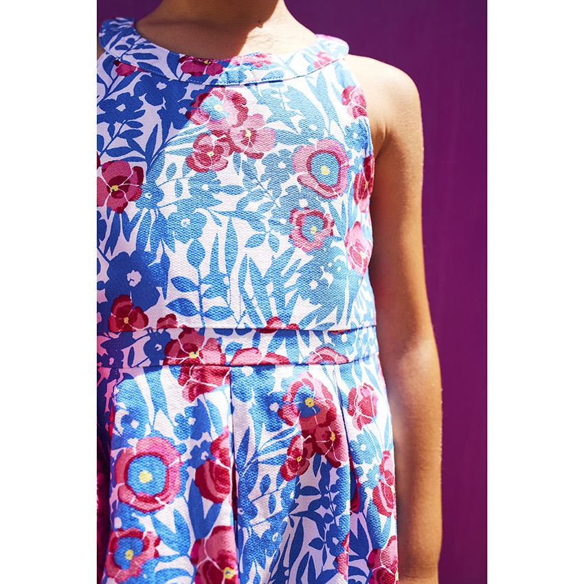 Robe patineuse imprimé fleuri pour fille - Bleu moyen