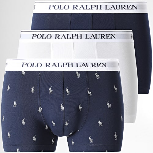 Lot De 3 Boxers Blanc Bleu Marine