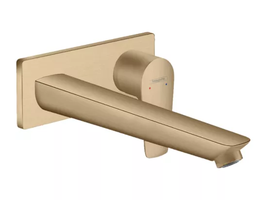 HANSGROHE Mitigeur de lavabo encastré mural, bec 225mm, bonde à écoulement libre bronze brossé