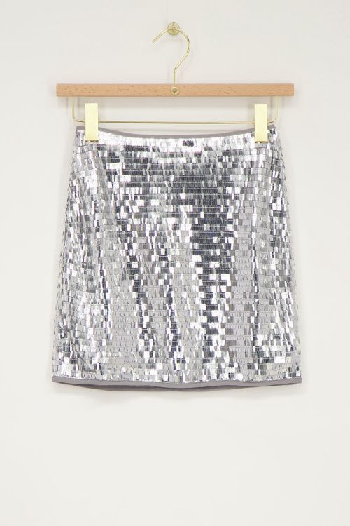 Zilverkleurige sequin rok