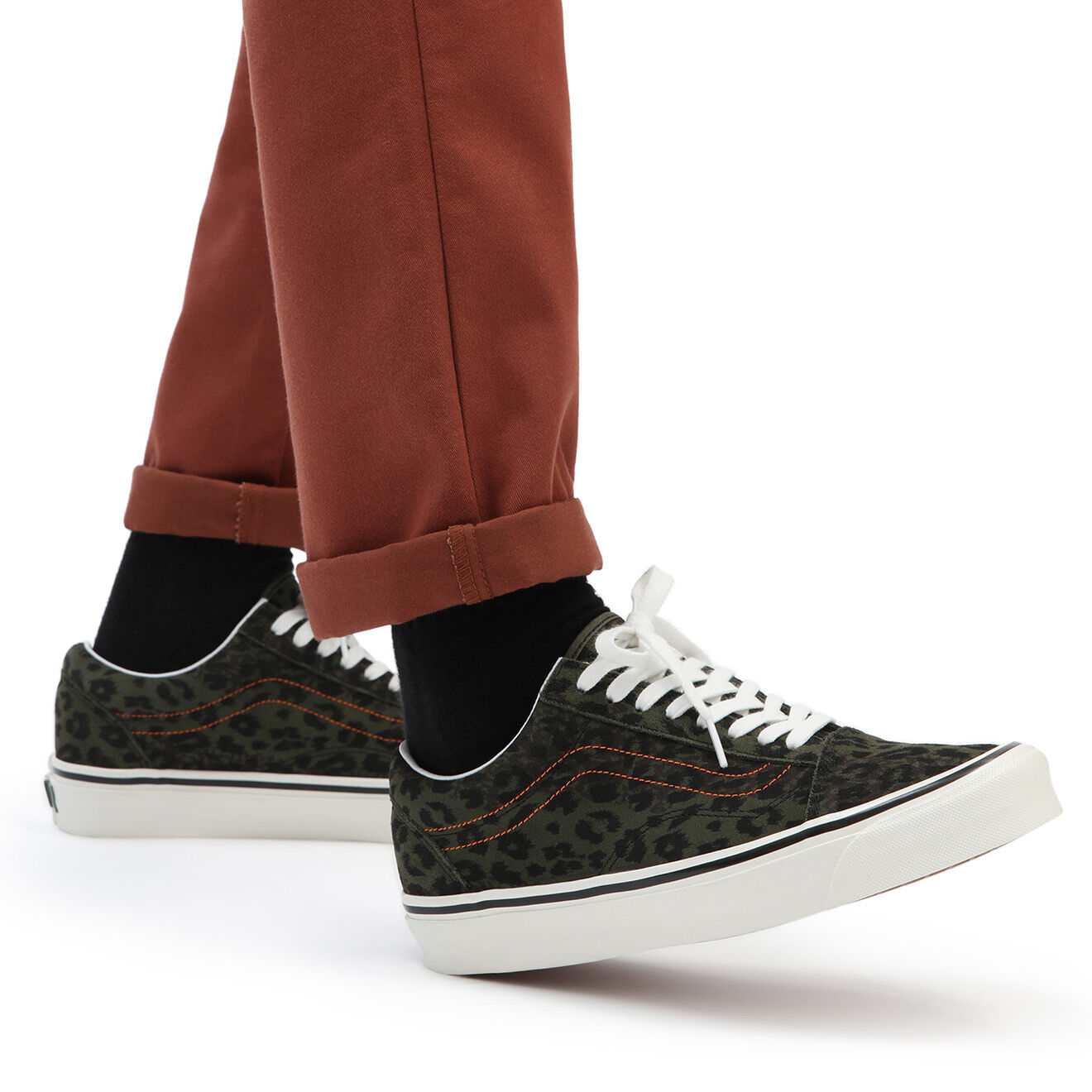 Vans Sneakers en Velours de Cuir Old Skool 36 DX kaki
