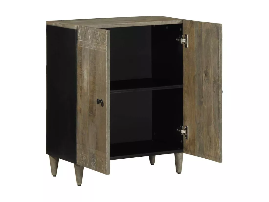 Buffet gris clair 60x33,5x75 cm bois de manguier massif