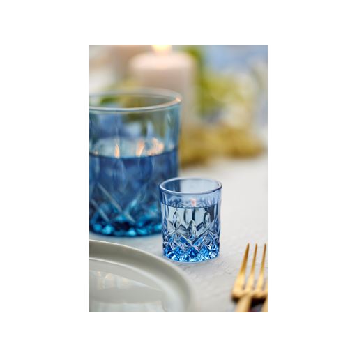 Lyngby Glas Sorrento 4-pak Shotglas, Blue, 4 cl