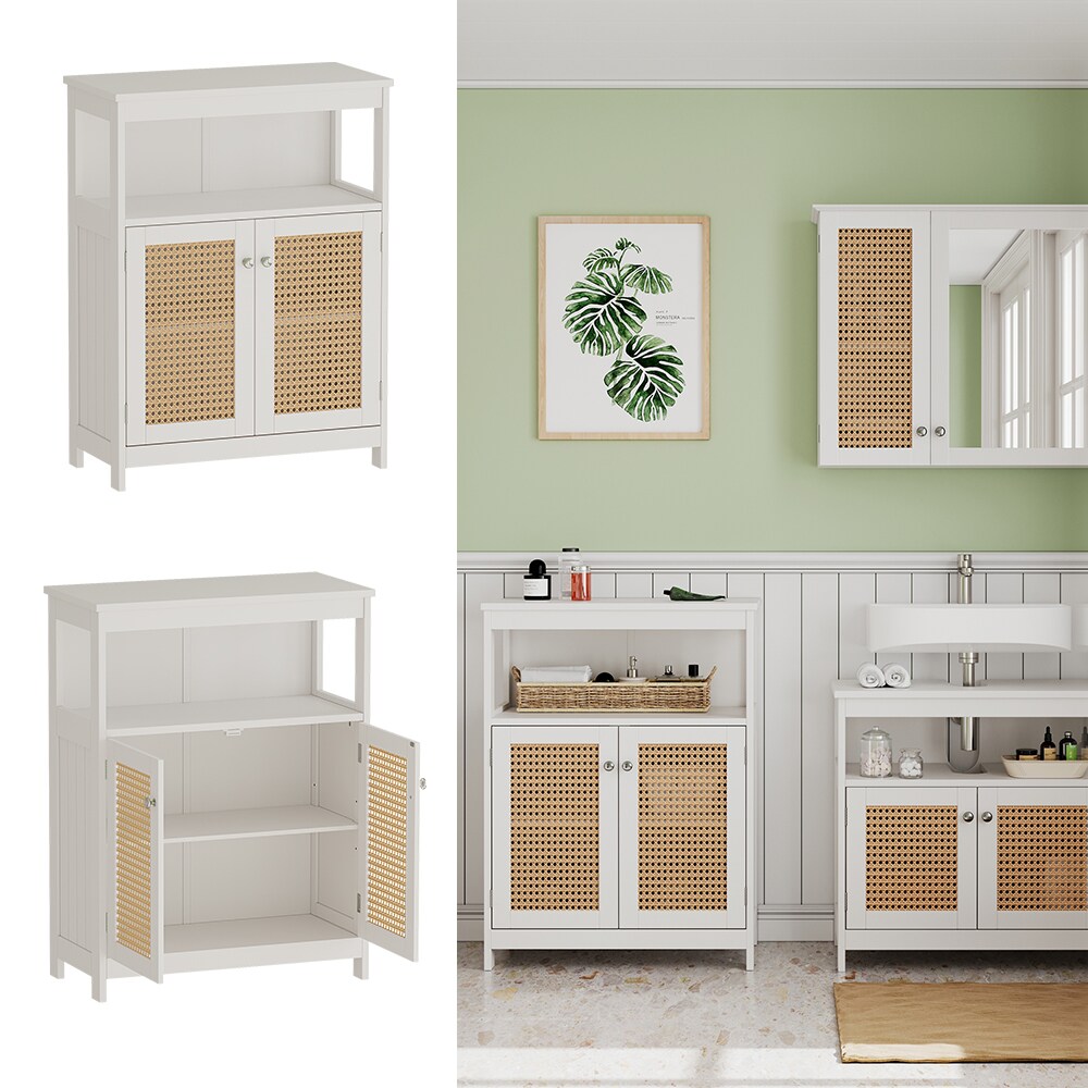 Vicco Sideboard Rosario 60 x 80 cm, Weiß, mit 2 Türen und Ablage, Badezimmer, modern